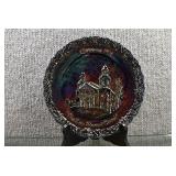 Fenton Carnival Glass Plate Christmas 1972