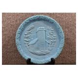 Fenton Satin Glass Plate Christmas Blue 1970