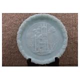 Fenton Satin Glass Plate Christmas Blue 1978