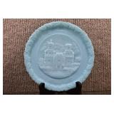 Fenton Satin Glass Plate Christmas Blue 1981