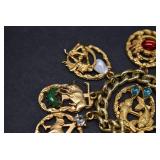 Estee Lauder Rhinestone Gold Tone Charm Bracelet