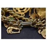 Estee Lauder Rhinestone Gold Tone Charm Bracelet