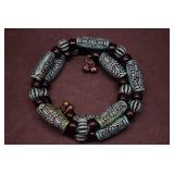 Faux Carved Beads Memory Wire Bracelet