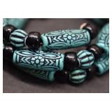 Faux Carved Beads Memory Wire Bracelet