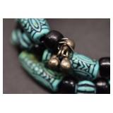 Faux Carved Beads Memory Wire Bracelet