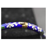 Cloisonne Hinged Bangle Bracelet