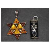 Sterling Star of David Pendant & Menorah Pendant