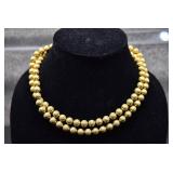 Trifari Textured Gold Toned Bead Necklace