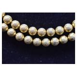 Trifari Textured Gold Toned Bead Necklace