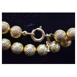 Trifari Textured Gold Toned Bead Necklace