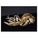 Gold Tone Enamel Rhinestone Bird of Paradise Brooch