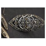 Lot of 2 Sterling Marcasite Ring & Earrings | Size 6