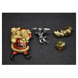 Lot of 4 Christmas Pins Included PEM Santa Brooch