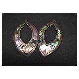 Lot of 2 Abalone Earrings & Silvertone Flower Pendant
