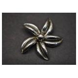 Lot of 2 Abalone Earrings & Silvertone Flower Pendant