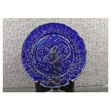 Imperial Glass Plate 12 Days of Christmas Blue One Partridge in a Pear Tree