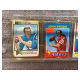 Lot of 3 NFL Football Cards | 1973 Topps Johnny Unitas (see photos) 1971 Topps John Brodie 1986 Topps Joe Theismann 1974 Topps Chuck Foreman RC