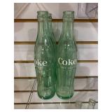 Lot of 4 Aqua Glass Coca-Cola Bottles | 10 Fl. Oz.