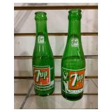 VTG Lot of 2 Glass 7 Up Bottles | You Like It, It Likes You Slogan | 8"