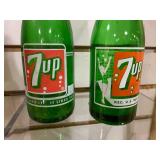 VTG Lot of 2 Glass 7 Up Bottles | You Like It, It Likes You Slogan | 8"