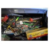 VTG Tackle Box Full of Lures and Fishing Gear | Beak Hooks, Bobbers, Rubber Lures and More | 12.5" x 5.5" x 6"