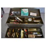 VTG Toolbox Full of Fishing Gear | Lures, Hooks, Heddon Precision Fly Reel | and More | 20.25" x 6" x 6.75"