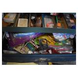 VTG Grip Loc Tackle Box Full of Fishing Gear | Cork Bobber, Lures, Hooks, Lines, and More | 16" x 7" x 7"