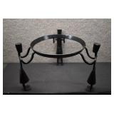 Purple Glass Bowl with Metal Figures Stand | 8.5" x 13"