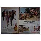 VTG Lot of 8 Large Magazine Advertisements | Four Roses, Hunter Whiskey, Gold Pennant, Old Crow and More | 14" x 10.5"