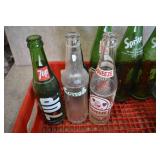 Lot of 10 Glass Soda Bottles in Coca Cola Carrier | Sprite, 7up, Crush, Squeeze, and Coca-Cola