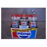 VTG Lot of 6 Pepsi Bottles in Paper Carrier | 11.25" tall