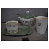 Lot of 4 Naturewood Dishes | Pfaltzgraff | Soup Tureen, Snack Plate, Utensil Crock, and Canister (No Lid)