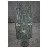 VTG Lot of 8 Coca-Cola Bottles in Carrier | Aqua Glass Bottles | Plastic Carrier | Bottles 11" Carrier 5.5" x 11" x 5.5"