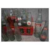 Lot of 30 Various Glass Soda Bottles in Coca-Cola Carrier | RC Cola, Dr. Pepper, Coke, Pepsi and More