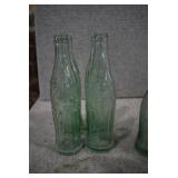Lot of 23 Aqua Glass Coca-Cola Bottles in Coca-Cola Crate | Various Sizes