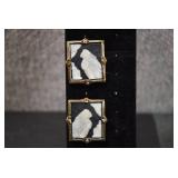 Gold Tone Art Deco Cameo Earrings