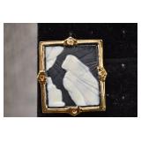 Gold Tone Art Deco Cameo Earrings