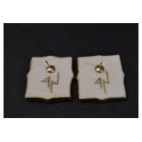 Gold Tone Art Deco Cameo Earrings