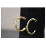 Gold Tone w/ Rhinestones Hoop Earrings