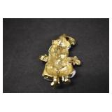 Lot of 2 Gold Tone Christmas Tree Hook Earrings & Santa Clause Brooch