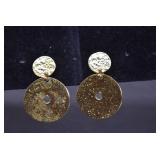 Gold Tone Textured Twist Earrings