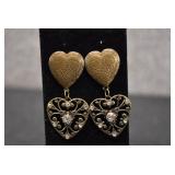 Heart Design w/ Rhinestones Post Earrings