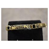 Gold Tone Black Design Bracelet