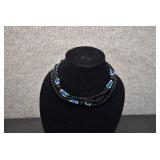 Black, Green, and Blue Beaded Necklace
