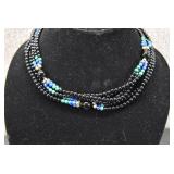Black, Green, and Blue Beaded Necklace