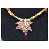Assorted Bead Necklace w/ Flower Pendant
