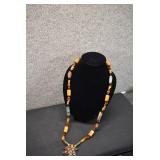 Assorted Bead Necklace w/ Flower Pendant