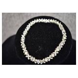 Lot of 2 Rhinestone w/ Red Heart Jewel Necklace & Rhinestone Bracelet