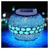 Pandawill Mosaic Solar Glass Garden Decoration Light, Rechargeable Color-Changing Solar Table Lamp, Waterproof LED Night Light for Garden, Party, Bedroom, Patio, Indoor/Outdoor Decoration