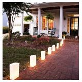 Elf Logic - Set of 10 Electric Luminary Bags (Incandescent Lights) - Plug in and Weatherproof Vellum Christmas Pathway Lighting - Reusable Luminary Bags - Perfect Outdoor Holiday Lights